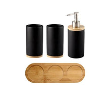Load image into Gallery viewer, Bamboo Lux Bathroom Accessories Set
