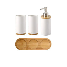 Load image into Gallery viewer, Bamboo Lux Bathroom Accessories Set
